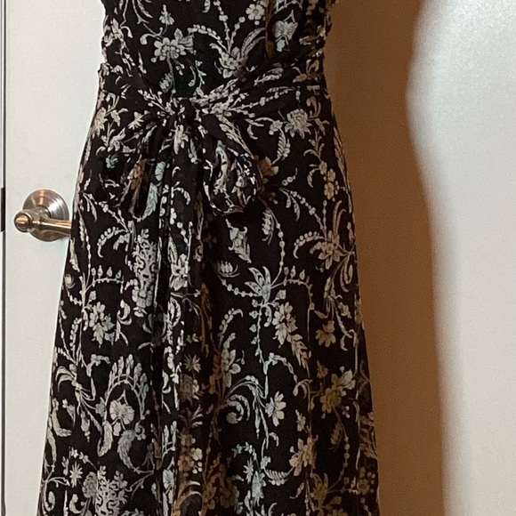 🩵NWT🩵 Studio 1940 Maxi Sleeveless Dress Womens 6 Black Floral Lined Tie Zipper - Picture 5 of 7